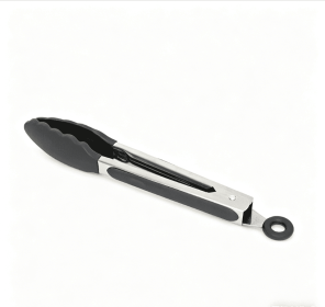 Wooden handle silicone cooking utensils, heat-resistant non-stick kitchen tools including spoon rests, egg beaters, tongs and spatulas (Style: food tongs)